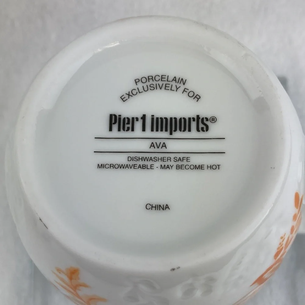 Pier 1 Ava Monogram Letter S 3D Scrollwork Porcelain Coffee Mug